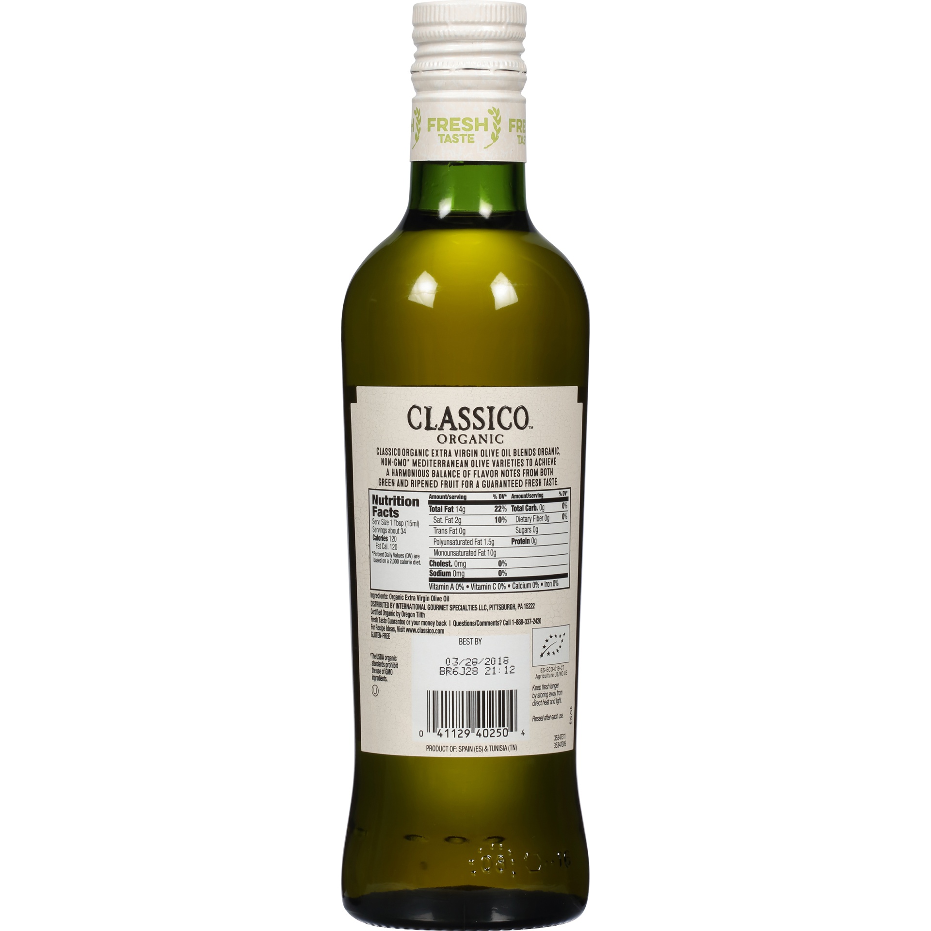 slide 2 of 4, Classico Organic Extra Virgin Olive Oil Bottle, 16.907 fo