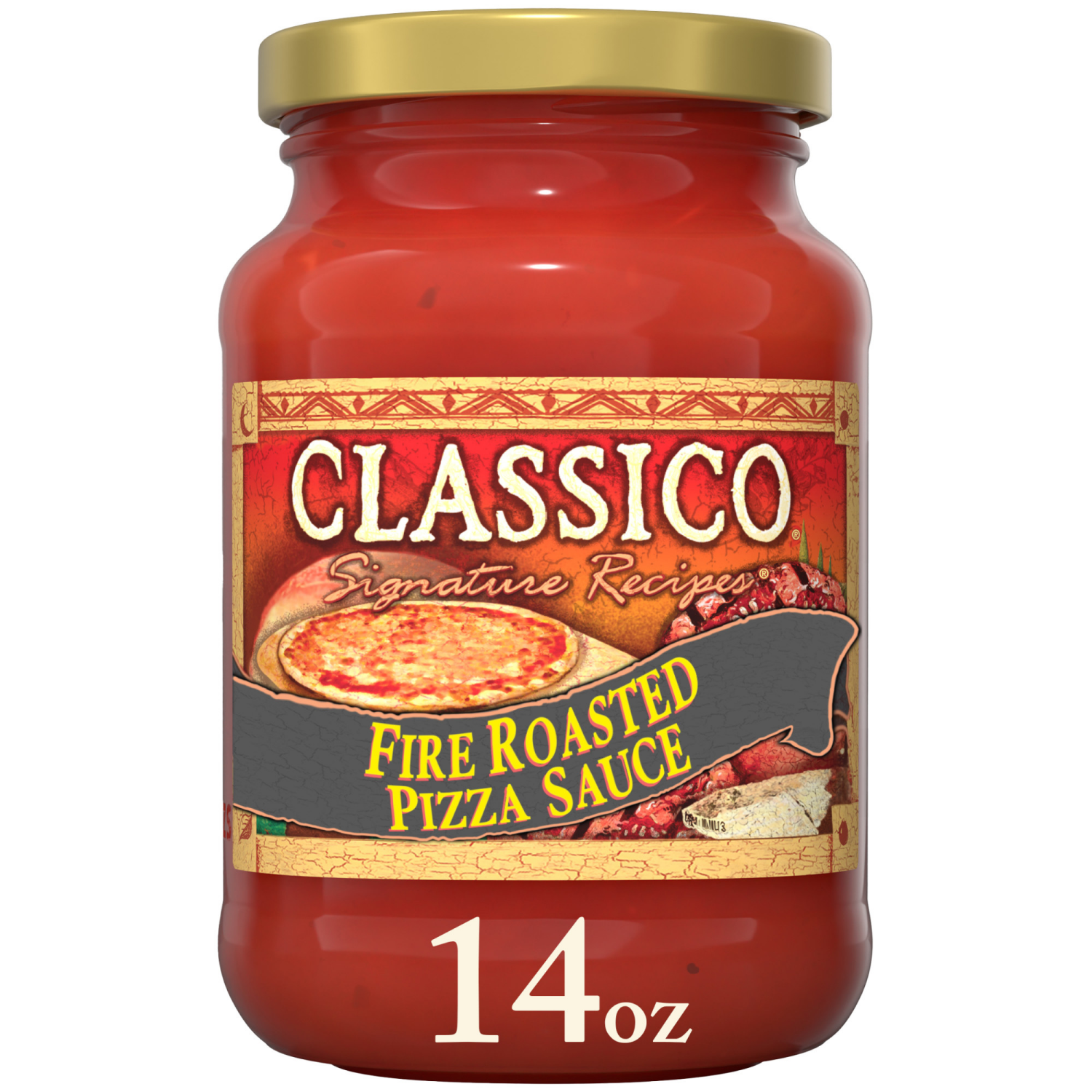 slide 1 of 8, Classico Signature Recipes Fire Roasted Pizza Sauce, 14 oz Jar, 14 oz