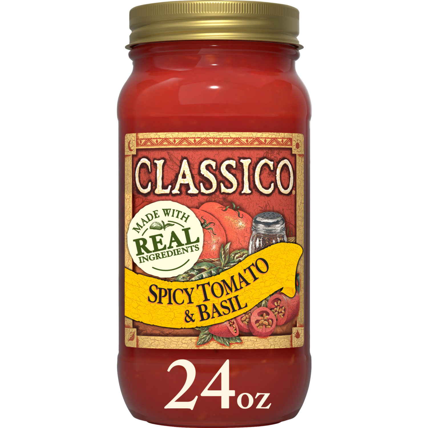 slide 1 of 8, Classico Spicy Tomato & Basil Pasta Sauce, 24 oz Jar, 24 oz