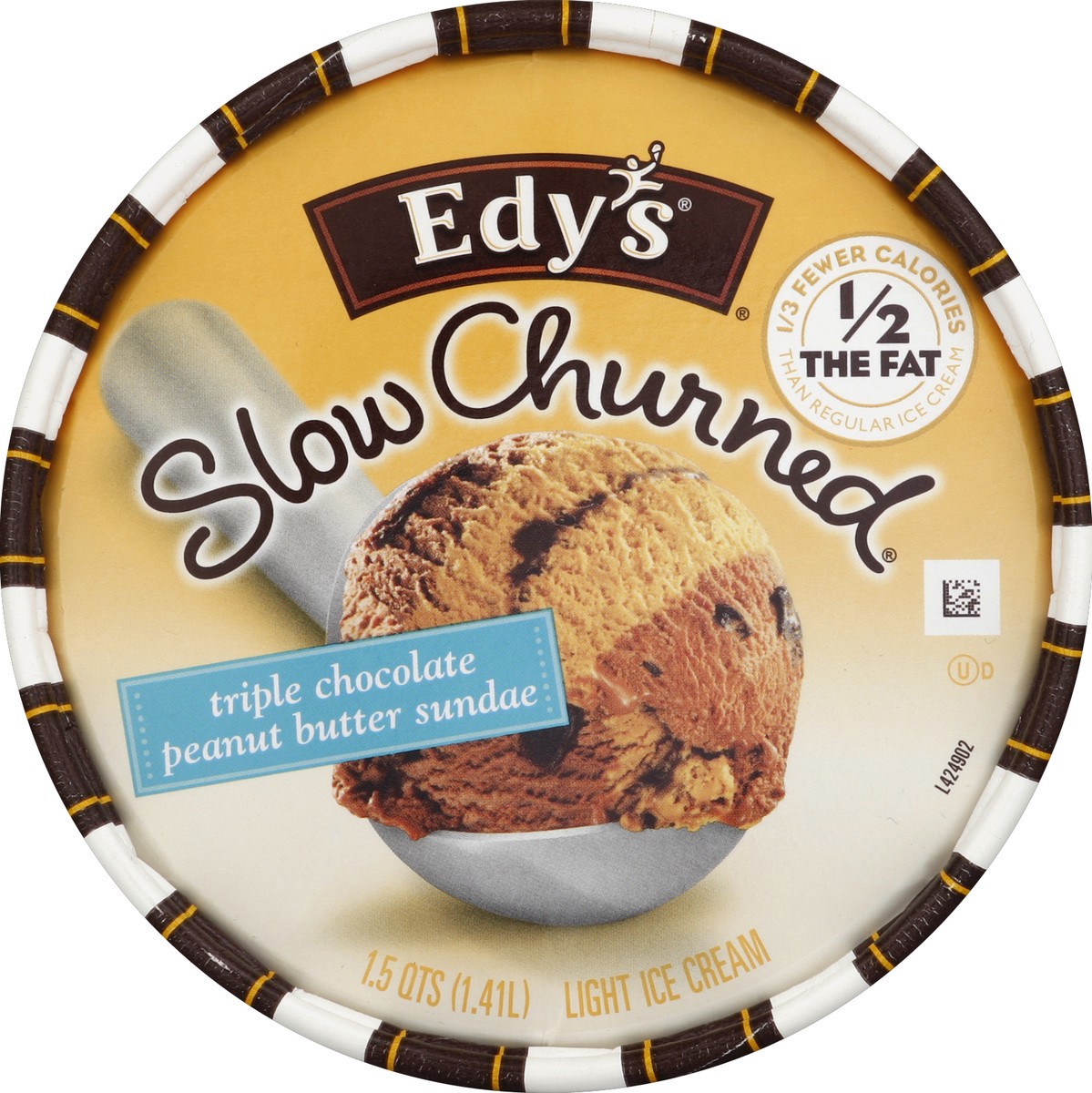 slide 2 of 6, Edy's Ice Cream Light Triple Chocolate Peanut Butter Sundae, 1.5 qt