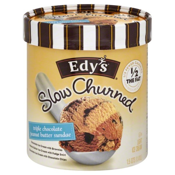 slide 1 of 6, Edy's Ice Cream Light Triple Chocolate Peanut Butter Sundae, 1.5 qt