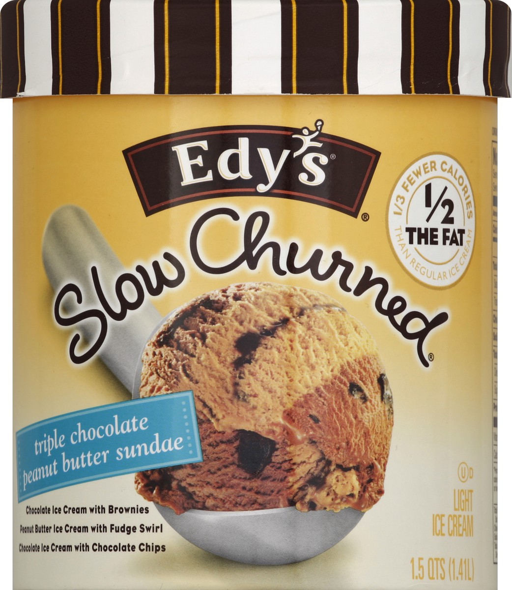 slide 5 of 6, Edy's Ice Cream Light Triple Chocolate Peanut Butter Sundae, 1.5 qt