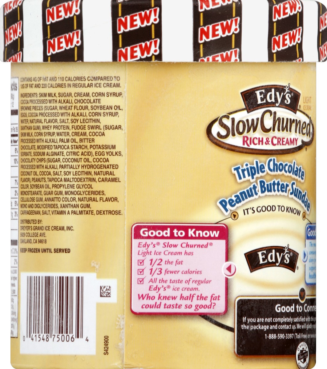 slide 6 of 6, Edy's Ice Cream Light Triple Chocolate Peanut Butter Sundae, 1.5 qt