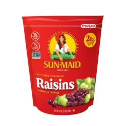 Sun-Maid California Sun-Dried Raisins 32oz Resealable Stand-Up Zipper Bag