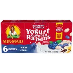 Sun-Maid Blueberry & Vanilla Yogurt Covered Raisins 6-Pack/.75oz Cartons