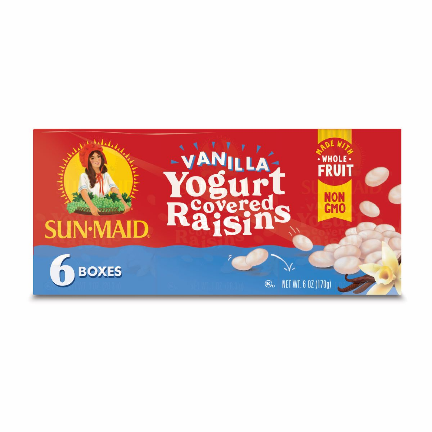 slide 1 of 2, Sun-Maid Vanilla Yogurt Covered Raisins 6-Pack/1oz Cartons, 6 oz