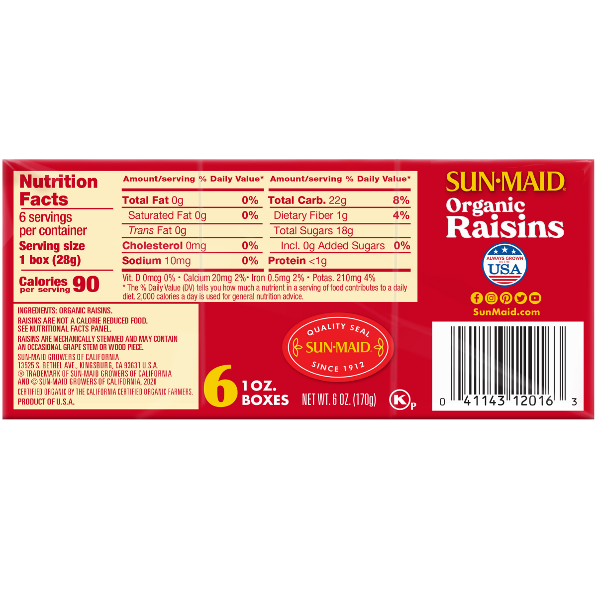 slide 2 of 2, Sun-Maid Organic Raisins, 6 oz
