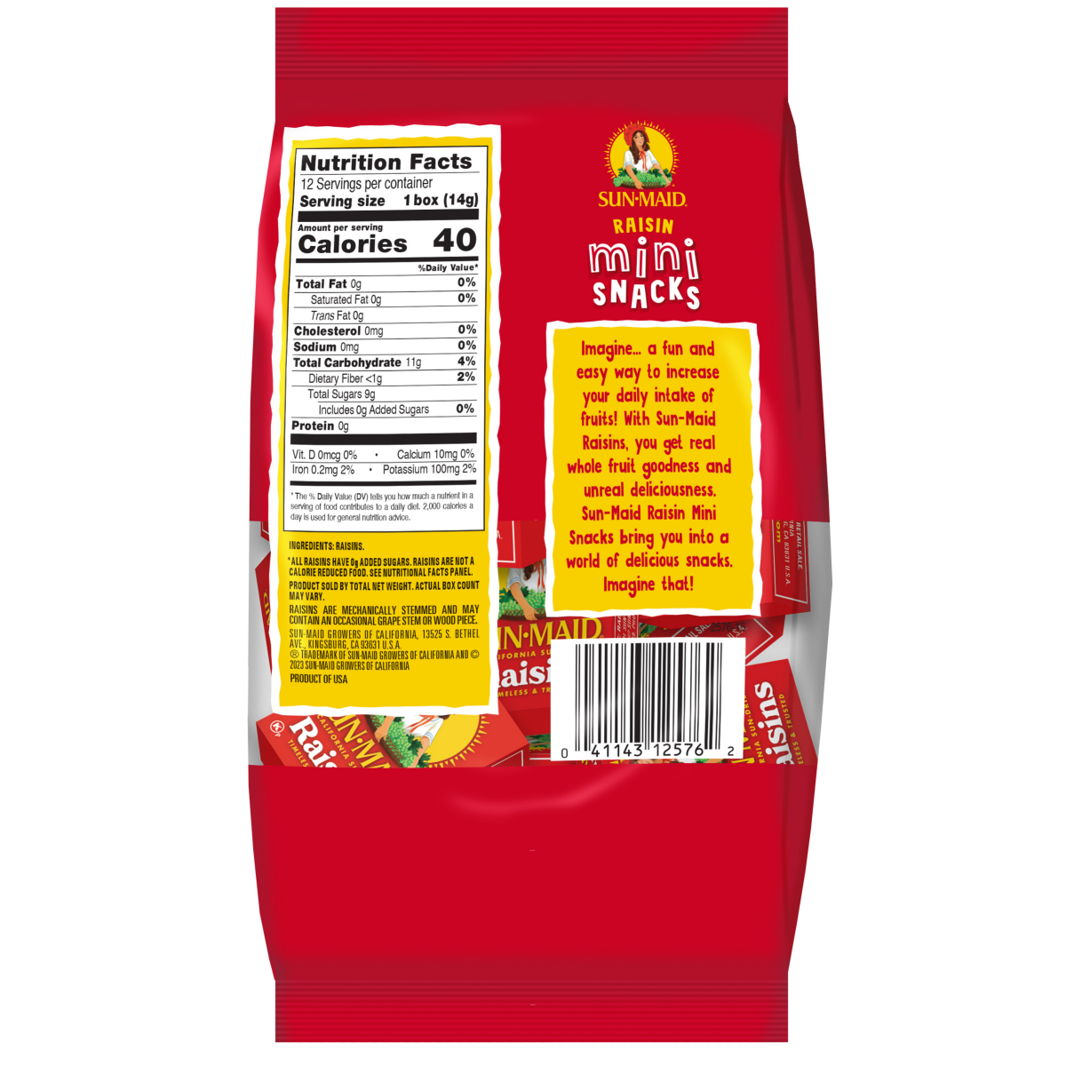 slide 2 of 2, Sun-Maid California Sun-Dried Raisins 12-Count Bag/.5oz Cartons, 6 oz