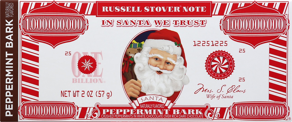 slide 7 of 8, Russell Stover Peppermint Bark Santa Money Bar, 2 oz