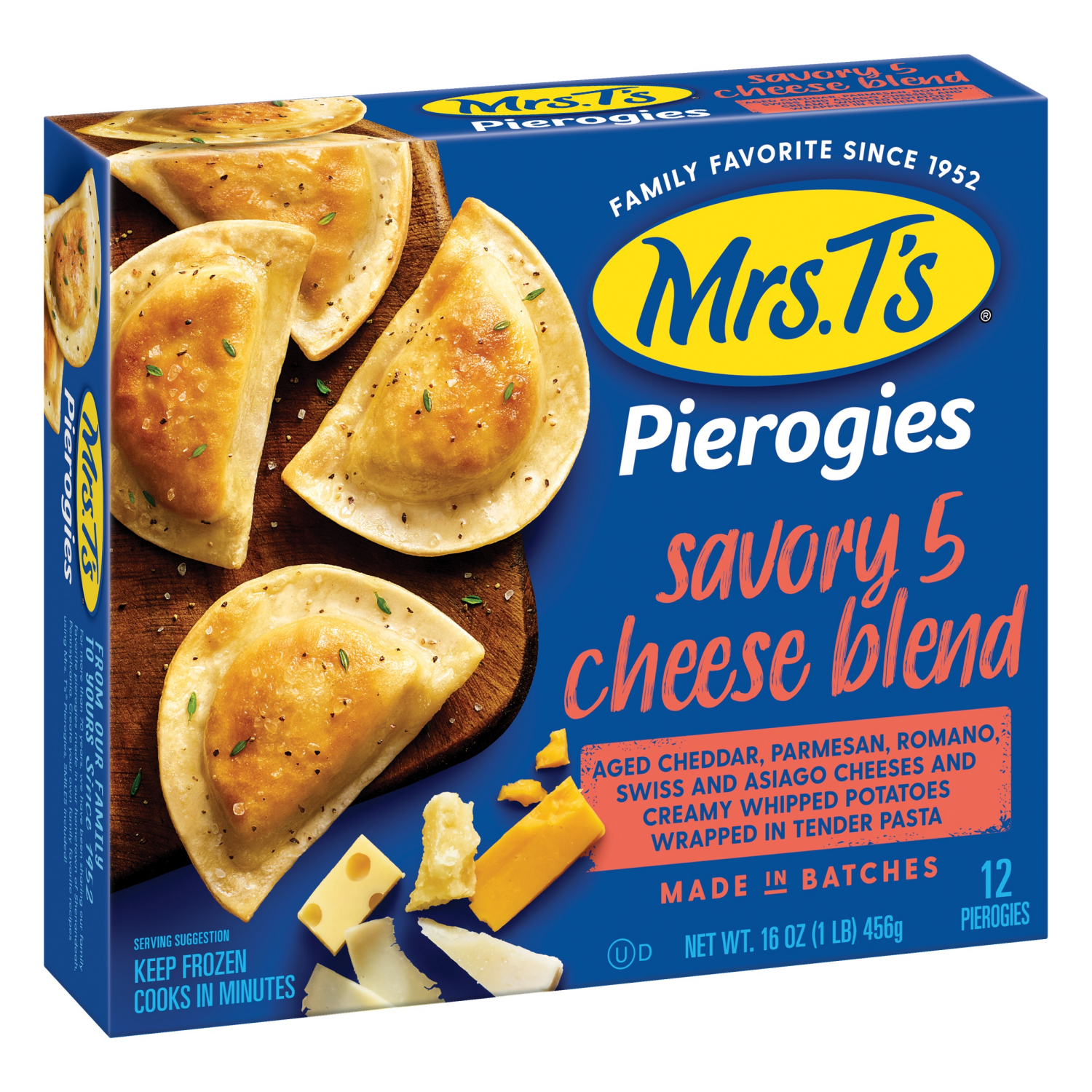 slide 1 of 7, Mrs. T's Pierogies Savory Five Cheese Blend, 16 oz