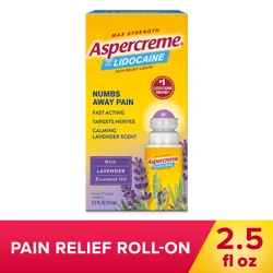 Aspercreme With Lavender Essential Oil Max Strength Pain Relief Liquid 2.5 oz