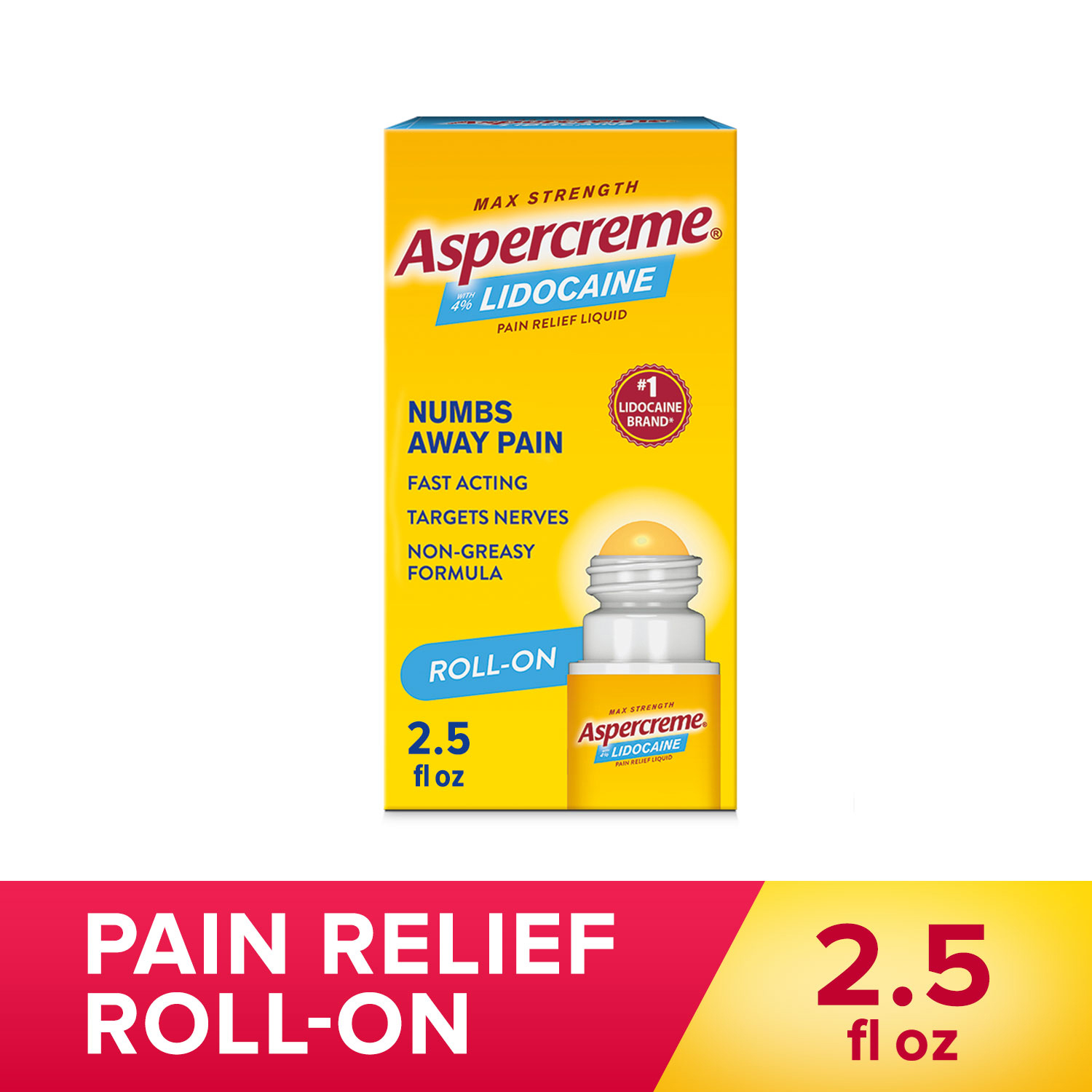 slide 1 of 5, Aspercreme Roll-On Max Strength Pain Relief Liquid 2.5 oz, 2.5 oz