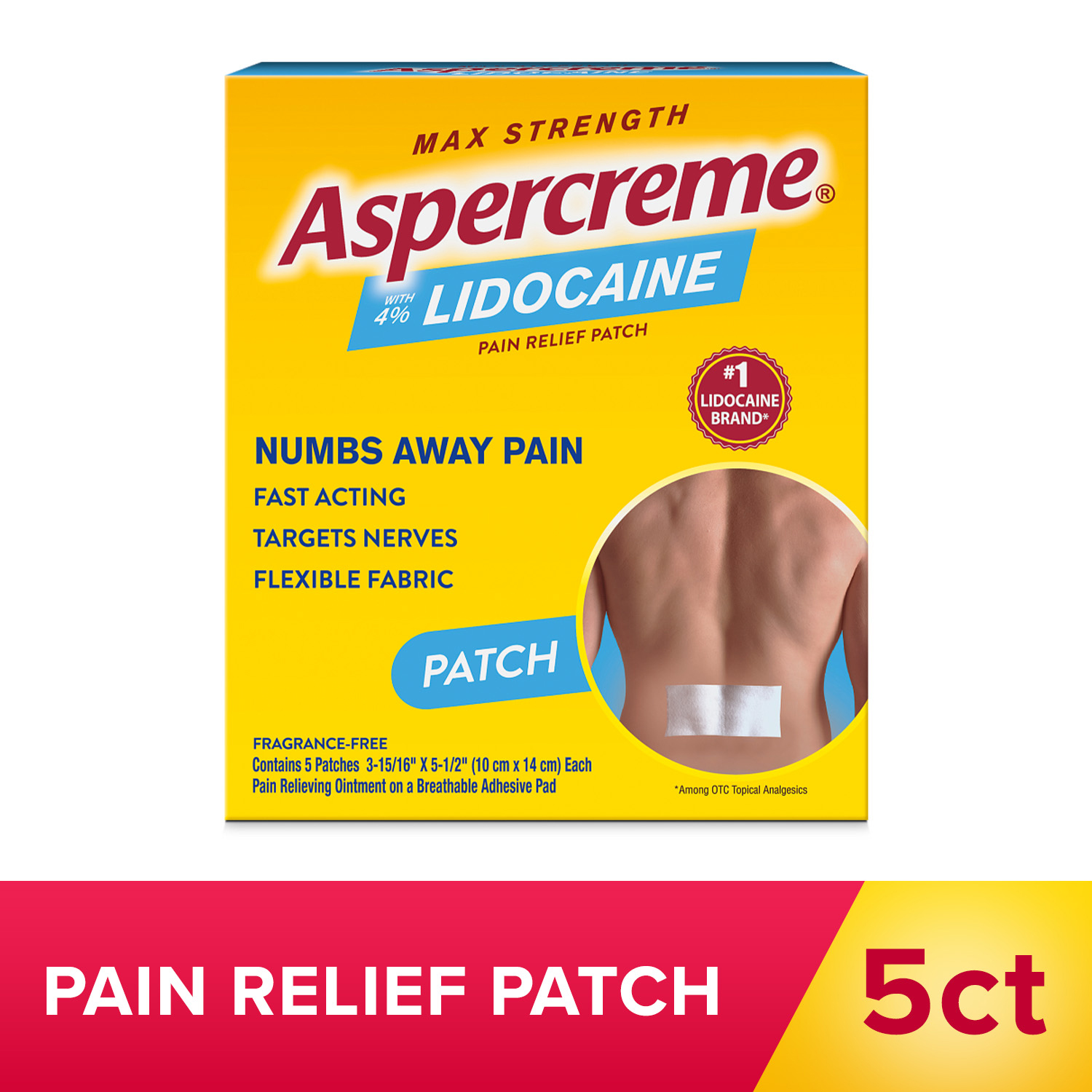 slide 1 of 5, Aspercreme Max Strength Pain Relief Patch 5 ea, 5 ct