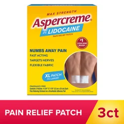 Aspercreme XL Max Strength with 4% Lidocaine Pain Relief Patch 3 ea