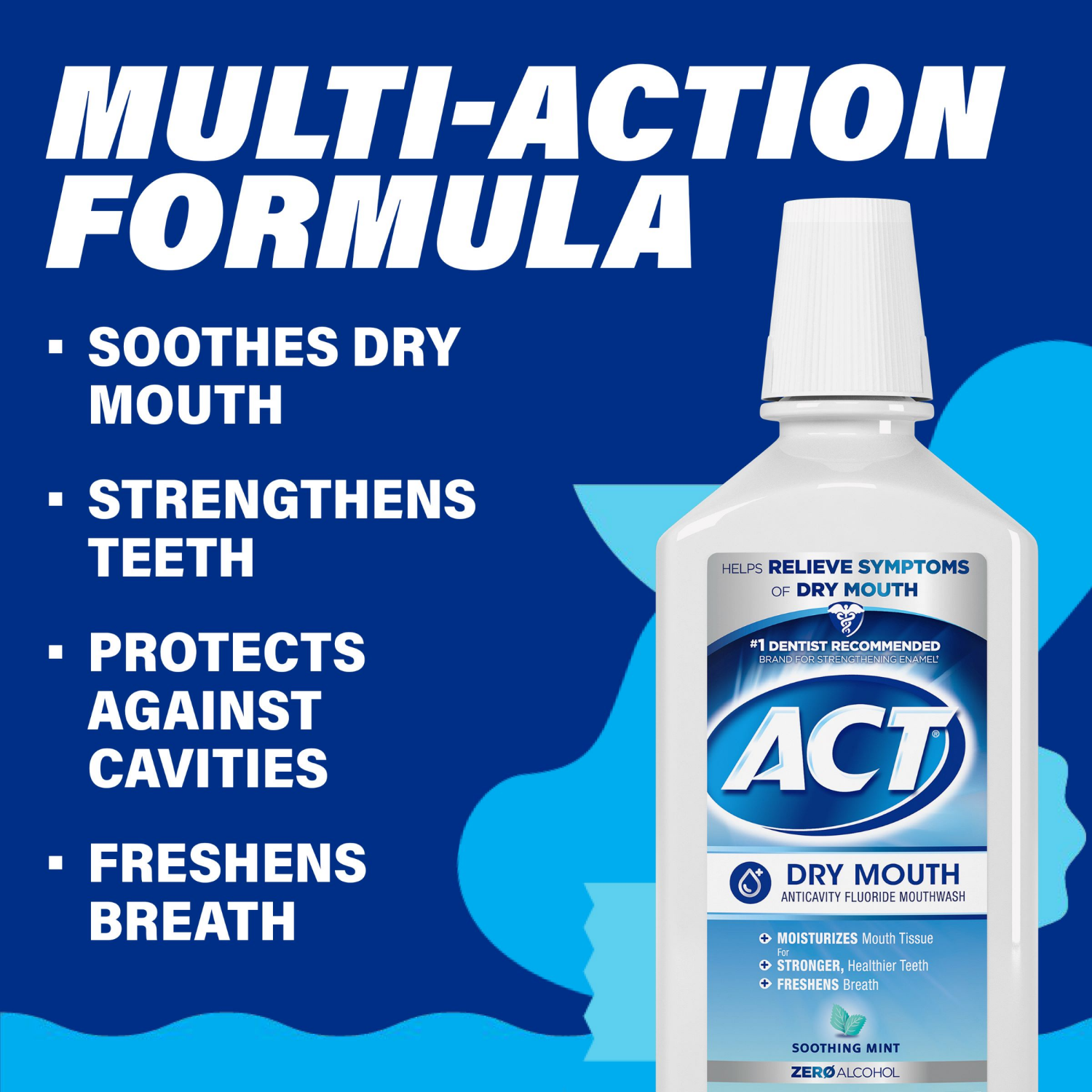 slide 4 of 8, ACT Drymouth Soothing Mint Fluoride Mouthwash 33.8 oz, 33.8 oz