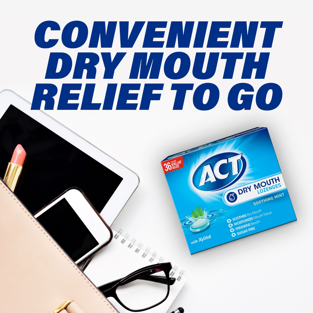 slide 3 of 8, ACT Value Size Dry Mouth Soothing Mint Lozenges 36 ea, 36 ct