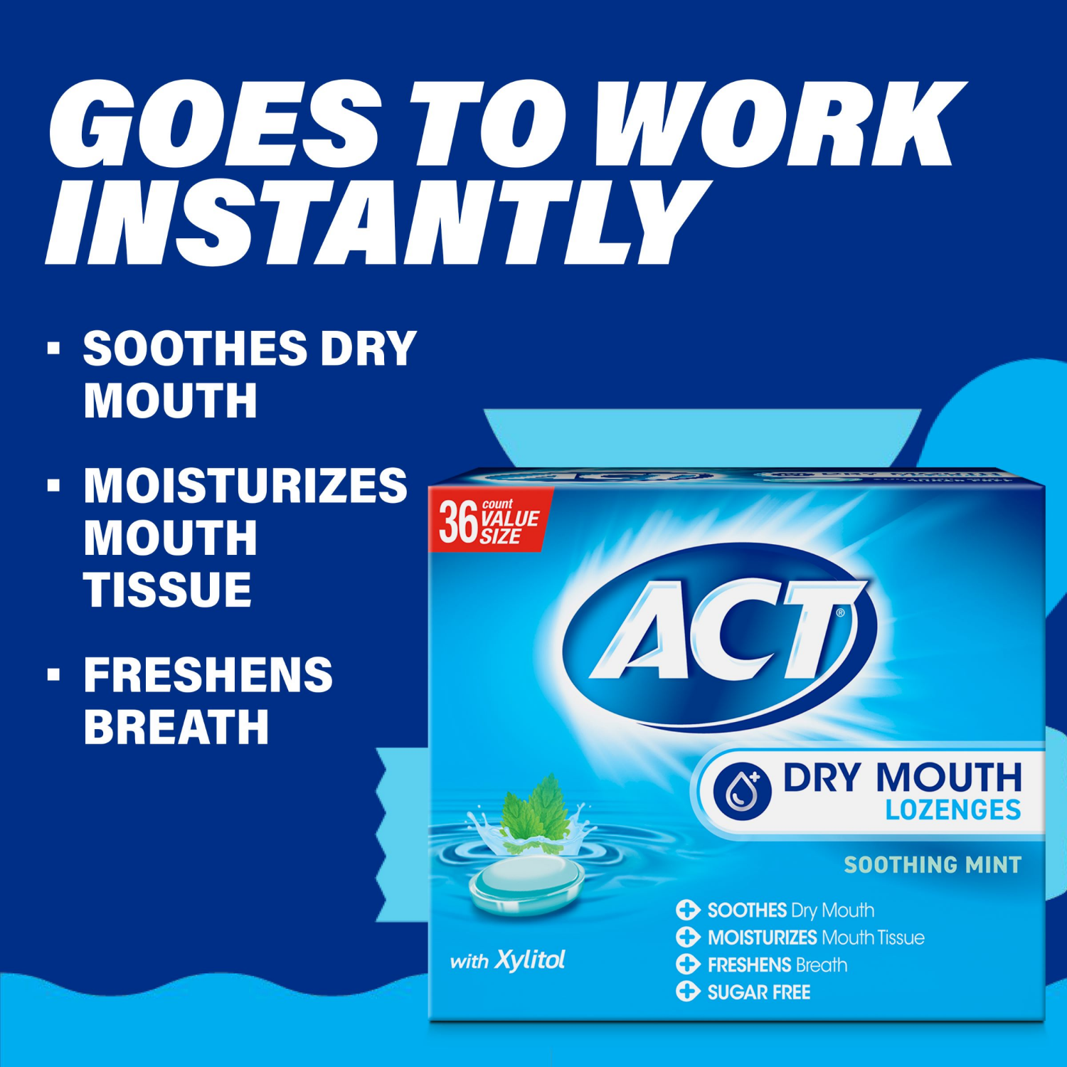 slide 4 of 8, ACT Value Size Dry Mouth Soothing Mint Lozenges 36 ea, 36 ct