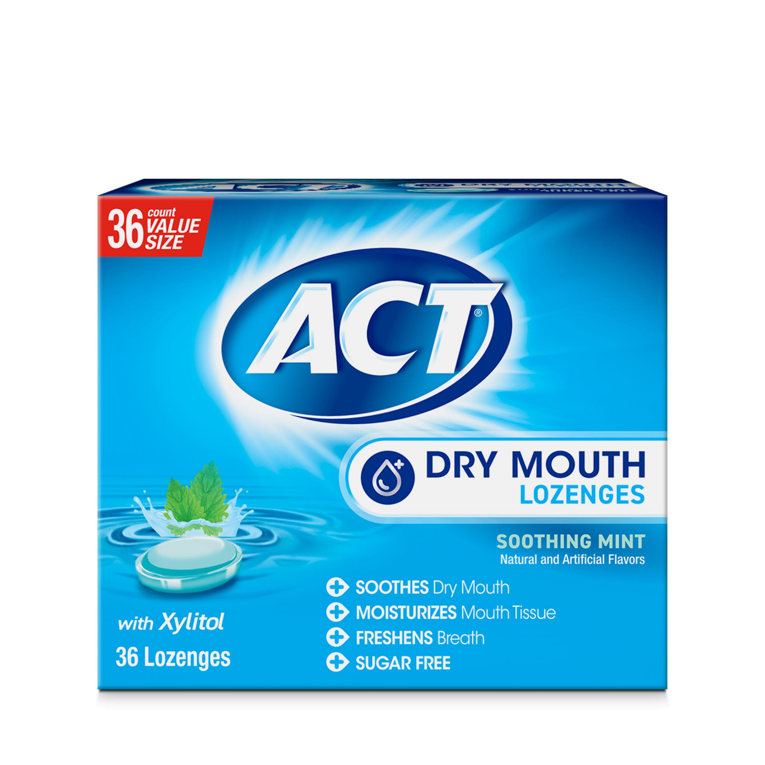 slide 1 of 8, ACT Value Size Dry Mouth Soothing Mint Lozenges 36 ea, 36 ct
