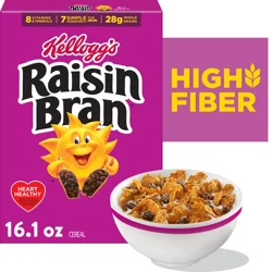 Raisin Bran Kellogg's Raisin Bran Breakfast Cereal Original, Fiber Cereal, 16.1 oz