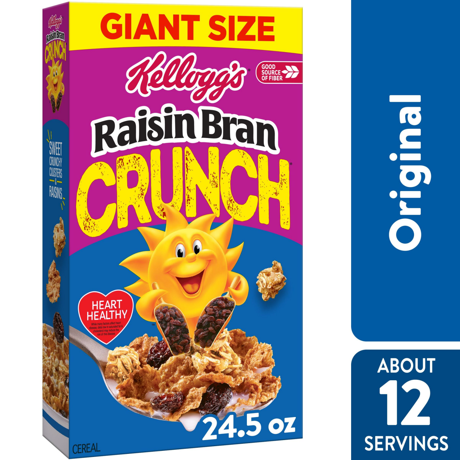 slide 1 of 8, Raisin Bran Crunch Kellogg's Raisin Bran Crunch Breakfast Cereal , Fiber Cereal, 24.5 oz, 24.5 oz