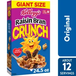 Raisin Bran Crunch Kellogg's Raisin Bran Crunch Breakfast Cereal , Fiber Cereal, 24.5 oz