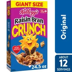 Raisin Bran Crunch Kellogg's Raisin Bran Crunch Breakfast Cereal , Fiber Cereal, 24.5 oz