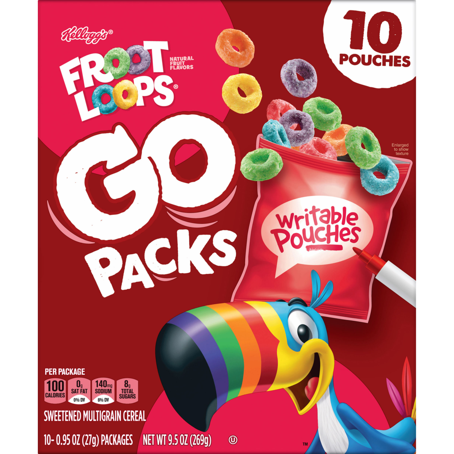 slide 7 of 8, Froot Loops Kellogg's Cereal Snacking Froot Loops 9.5oz, 10 ct