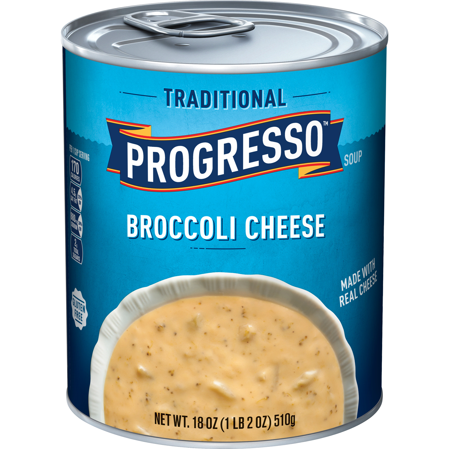 slide 1 of 2, Progresso Traditional, Broccoli Cheese Canned Soup, Gluten Free, 18 oz., 18 oz