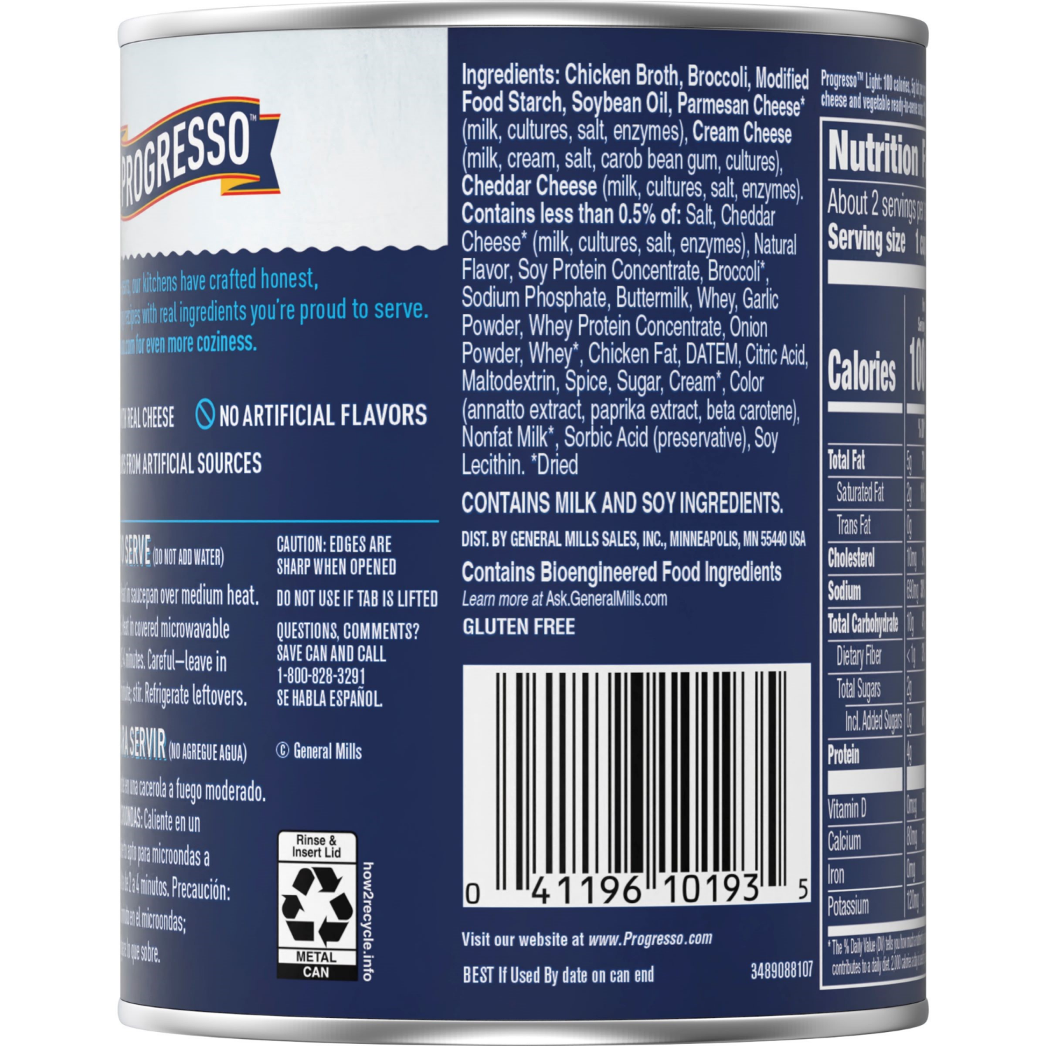 slide 2 of 4, Progresso Light, Broccoli Cheese Canned Soup, Gluten Free, 18 oz., 18 oz