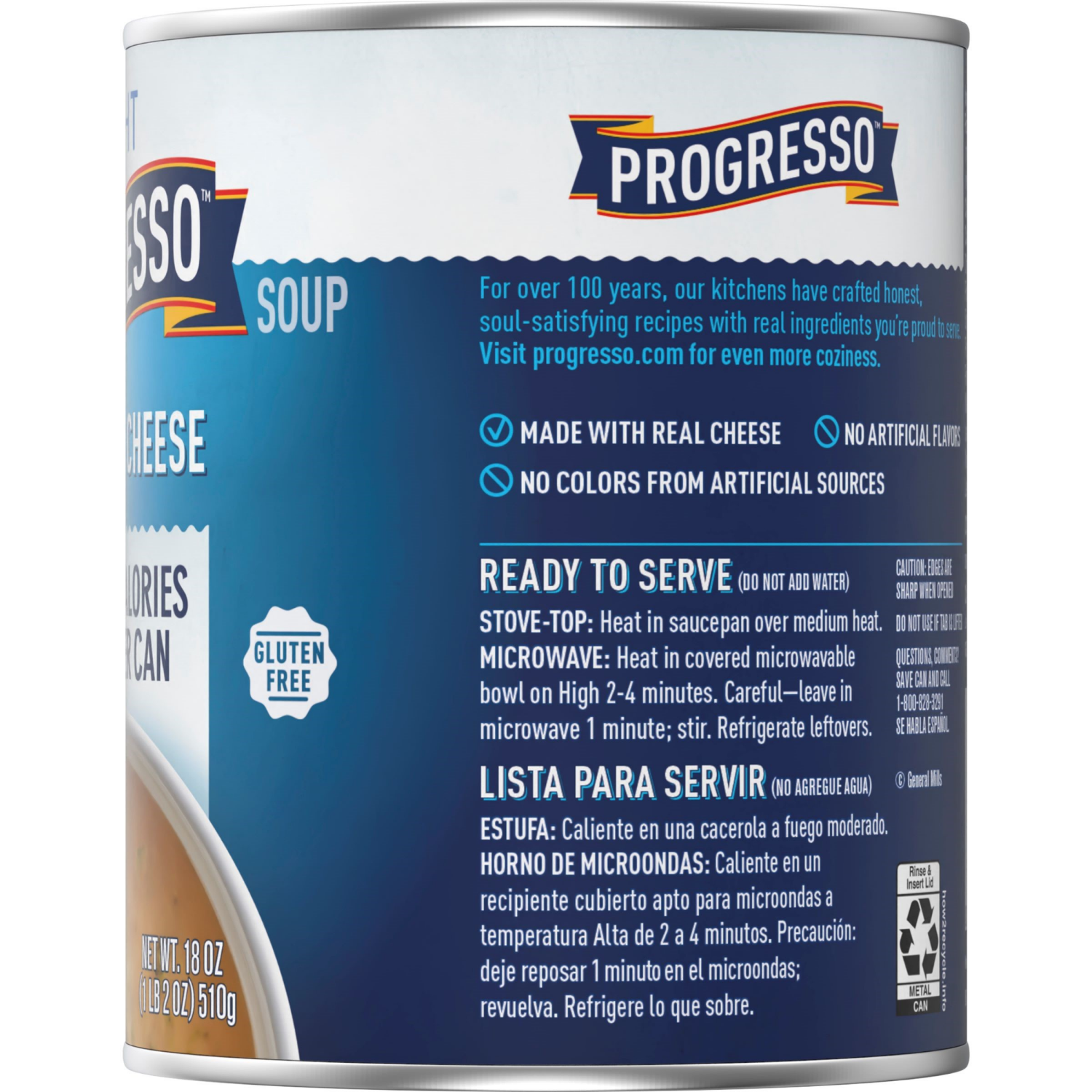 slide 4 of 4, Progresso Light, Broccoli Cheese Canned Soup, Gluten Free, 18 oz., 18 oz