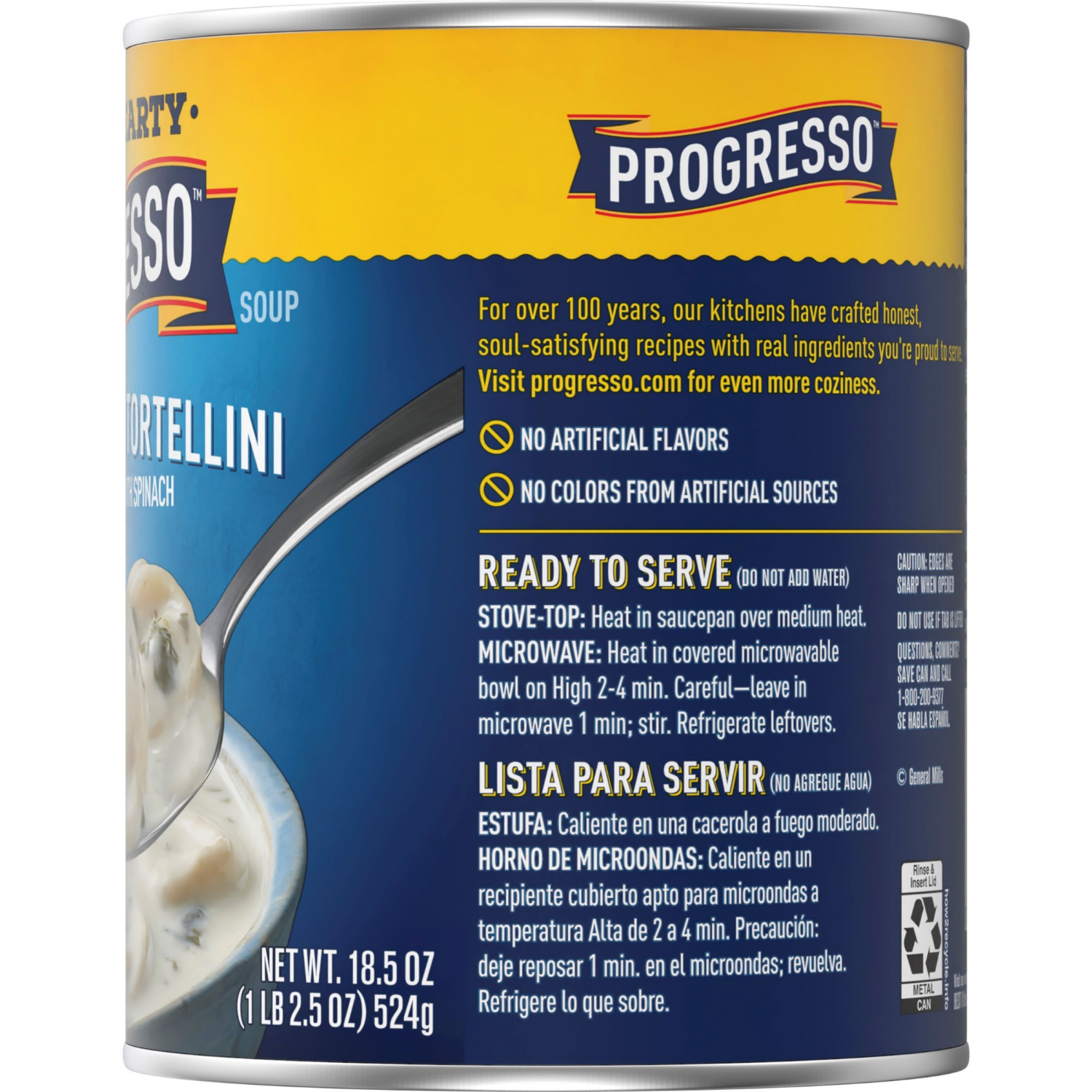 slide 4 of 4, Progresso Rich & Hearty, Three Cheese Tortellini in a Creamy Soup With Spinach, 18.5 oz., 18.5 oz