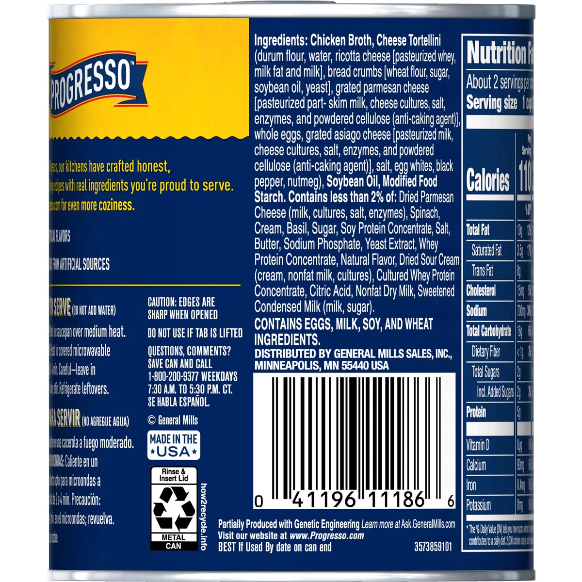 slide 7 of 9, Progresso Rich & Hearty, Three Cheese Tortellini in a Creamy Soup With Spinach, 18.5 oz., 18.5 oz