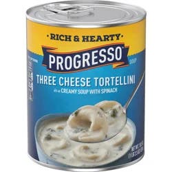 Progresso Rich & Hearty, Three Cheese Tortellini in a Creamy Soup With Spinach, 18.5 oz.