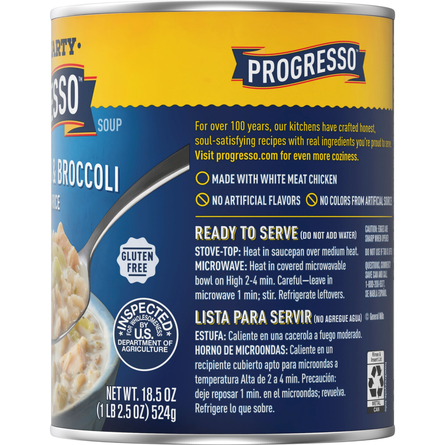 slide 3 of 4, Progresso Rich & Hearty, Creamy Chicken & Broccoli Canned Soup, Gluten Free, 18.5 oz., 18.50 oz