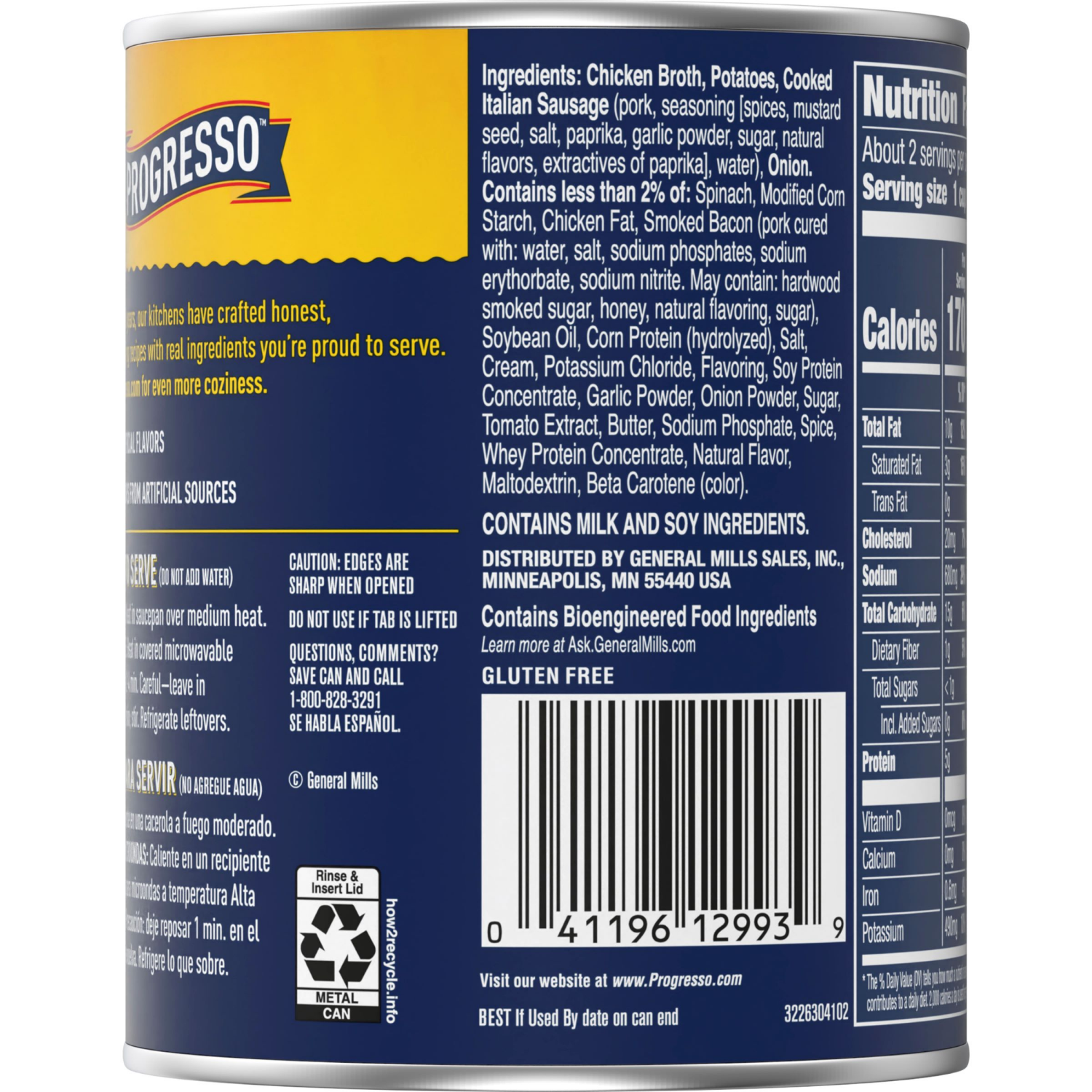 slide 2 of 6, Progresso Rich and Hearty, Italian Sausage and Potato Canned Soup, Gluten Free, 18.5 oz, 18.50 oz