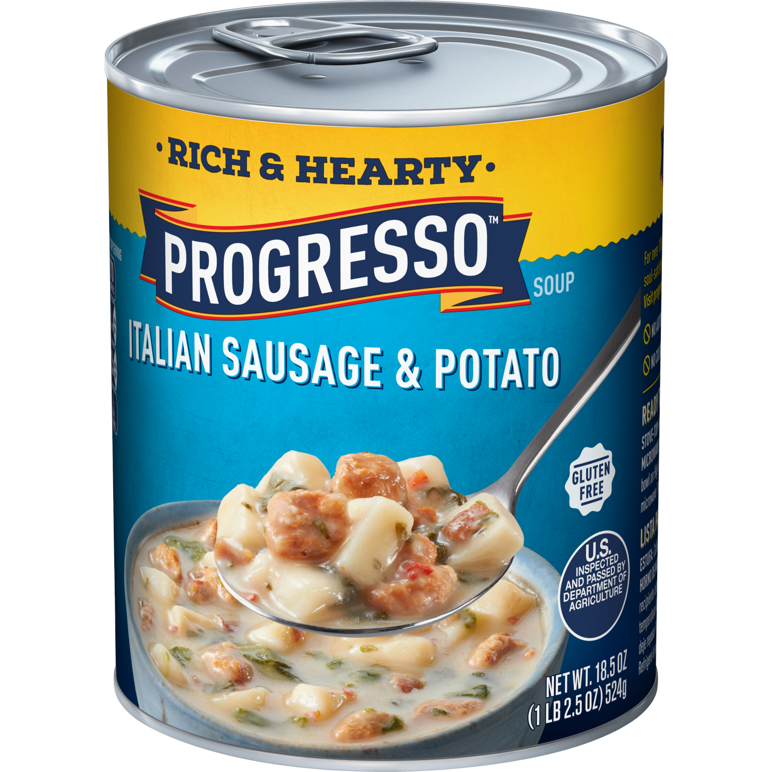 slide 6 of 6, Progresso Rich and Hearty, Italian Sausage and Potato Canned Soup, Gluten Free, 18.5 oz, 18.50 oz