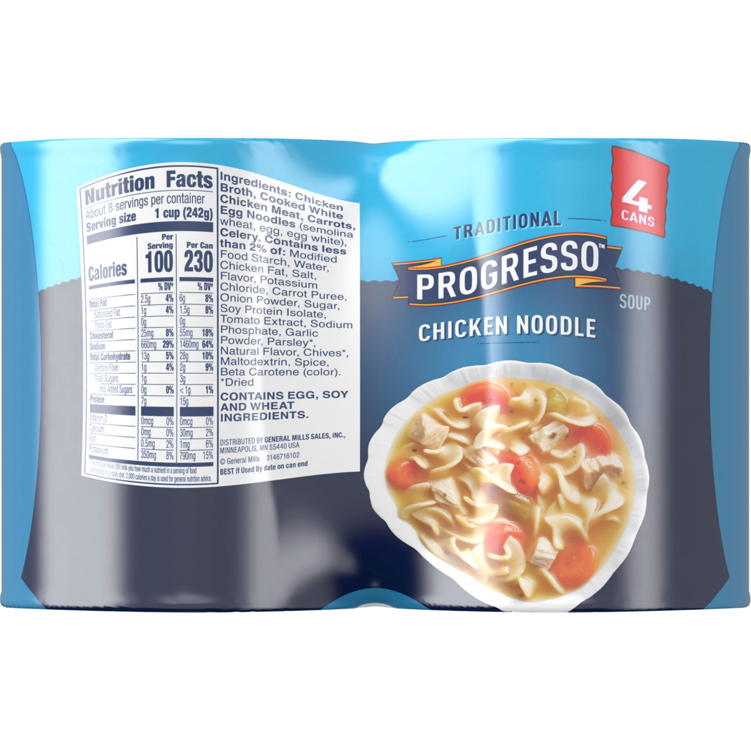 slide 2 of 6, Progresso Traditional, Chicken Noodle Soup, Ready To Serve, 19 oz., 4 Pack, 4 ct; 19 oz