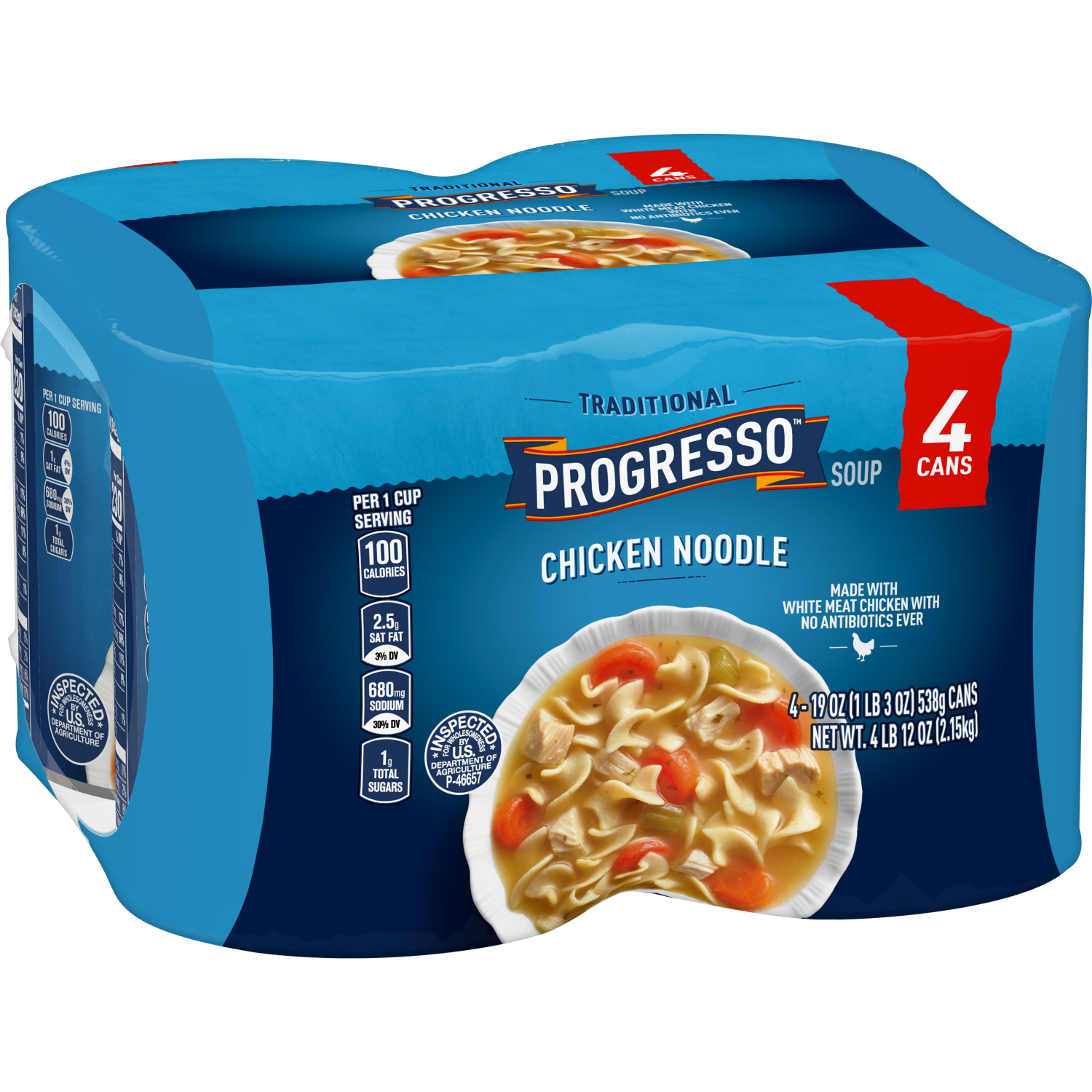 slide 5 of 6, Progresso Traditional, Chicken Noodle Soup, Ready To Serve, 19 oz., 4 Pack, 4 ct; 19 oz