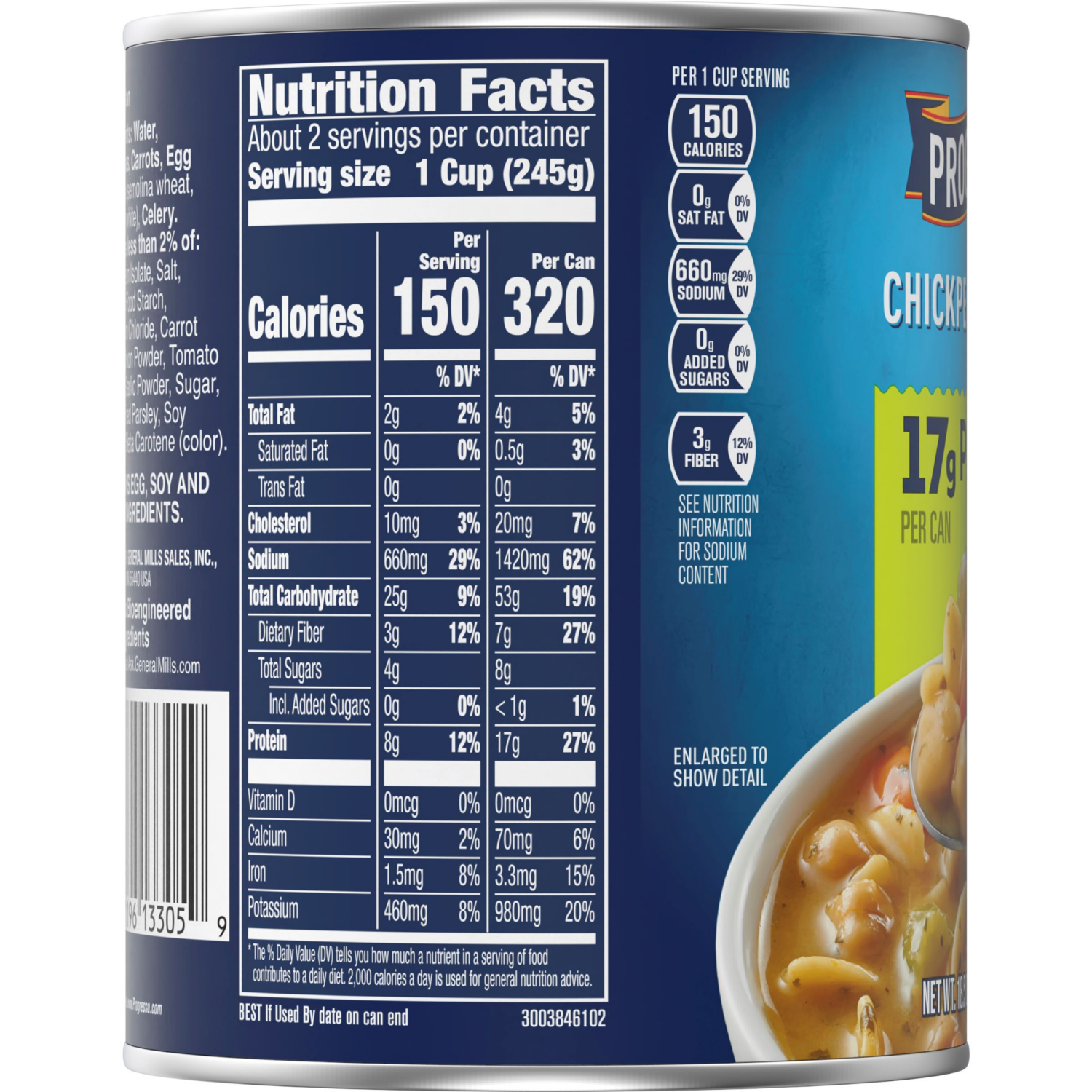slide 3 of 4, Progresso Chickpea & Noodle Protein Soup, Vegetarian, 18.5 oz., 18.5 oz