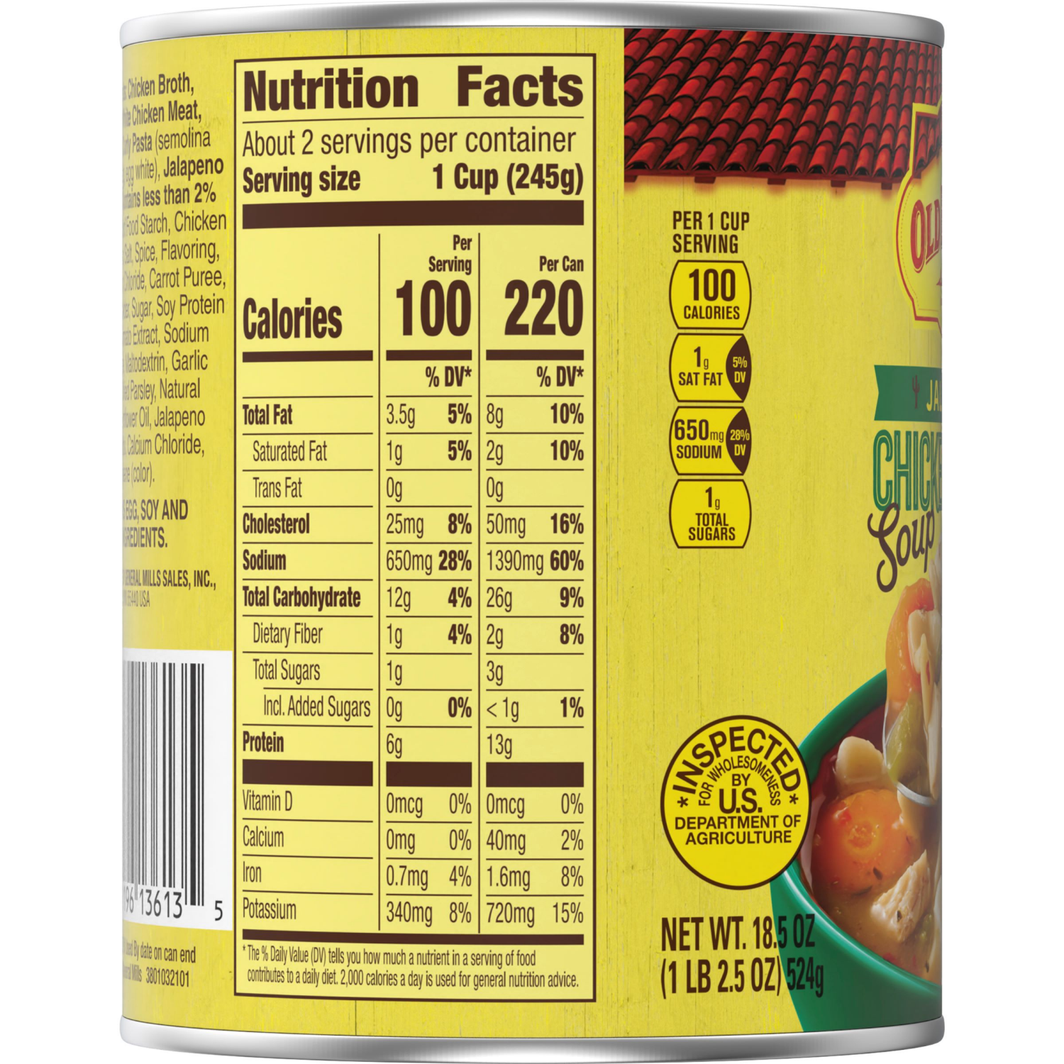 slide 4 of 8, Old El Paso Jalapeno Chicken Noodle Soup, Ready to Serve Canned Soup, 18.5 oz, 18.5 oz