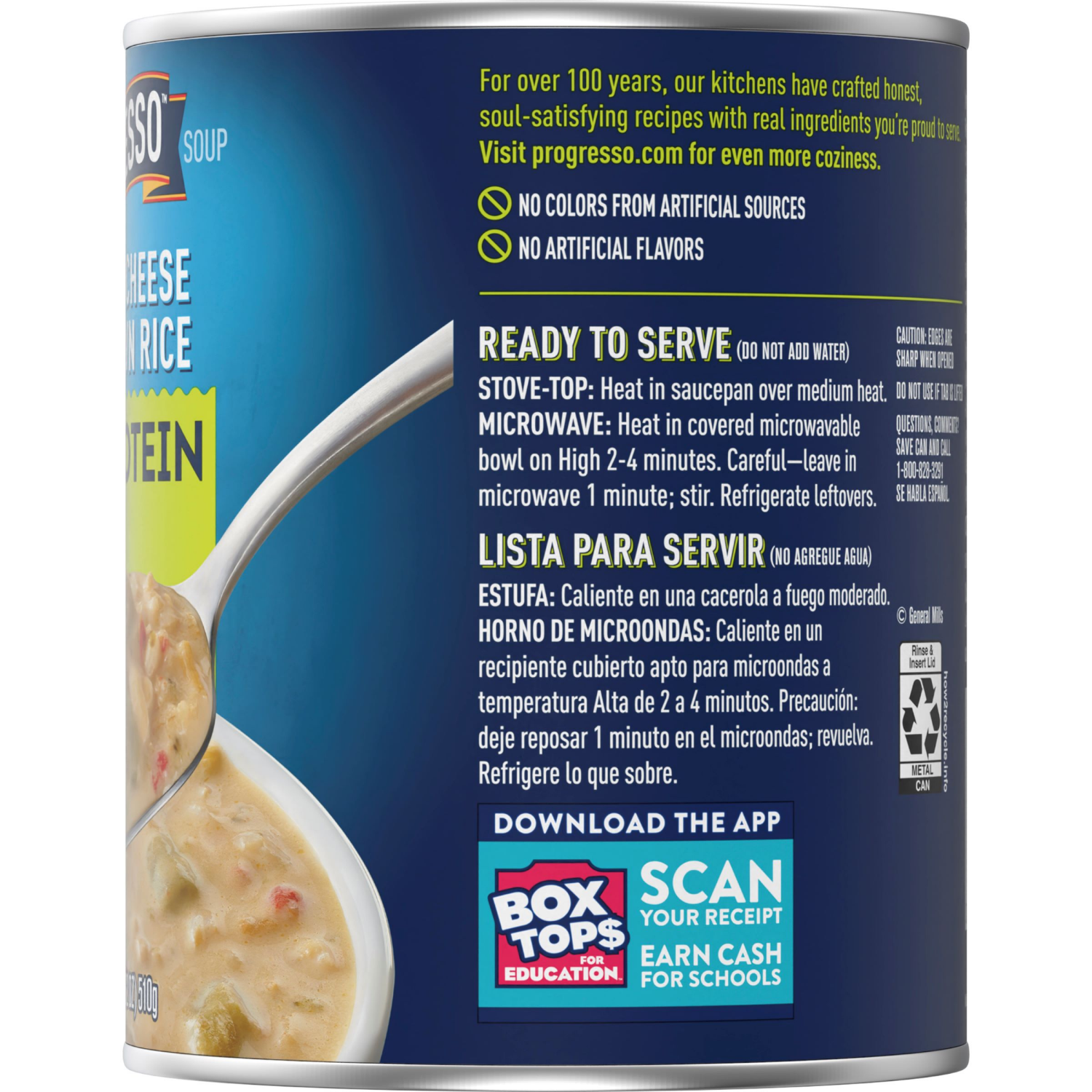 slide 4 of 5, Progresso Protein Broccoli Cheese With Brown Rice Soup, Gluten Free Canned Soup, 18 oz, 18 oz