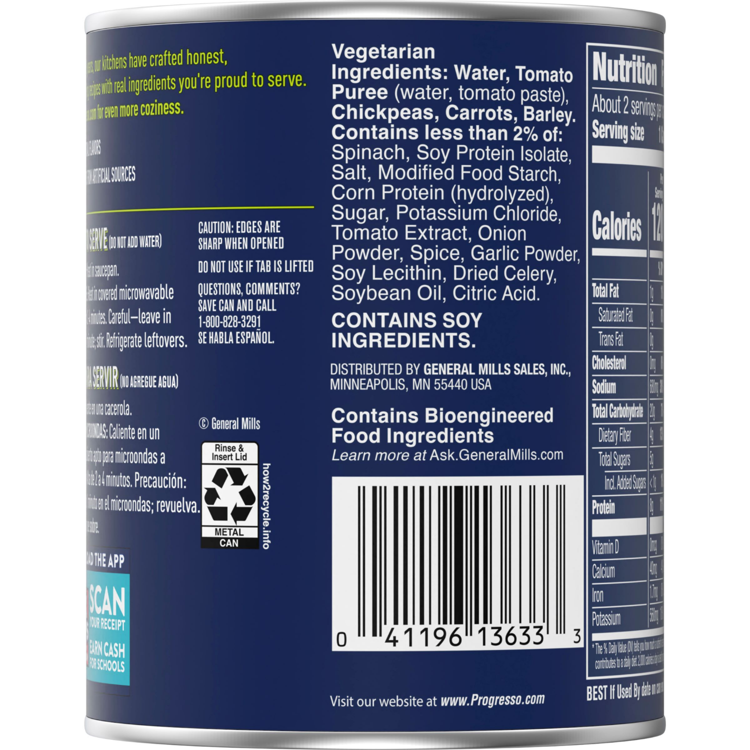 slide 2 of 6, Progresso Protein Hearty Grain Vegetable Soup, Vegetarian Canned Soup, 19 oz, 19 oz