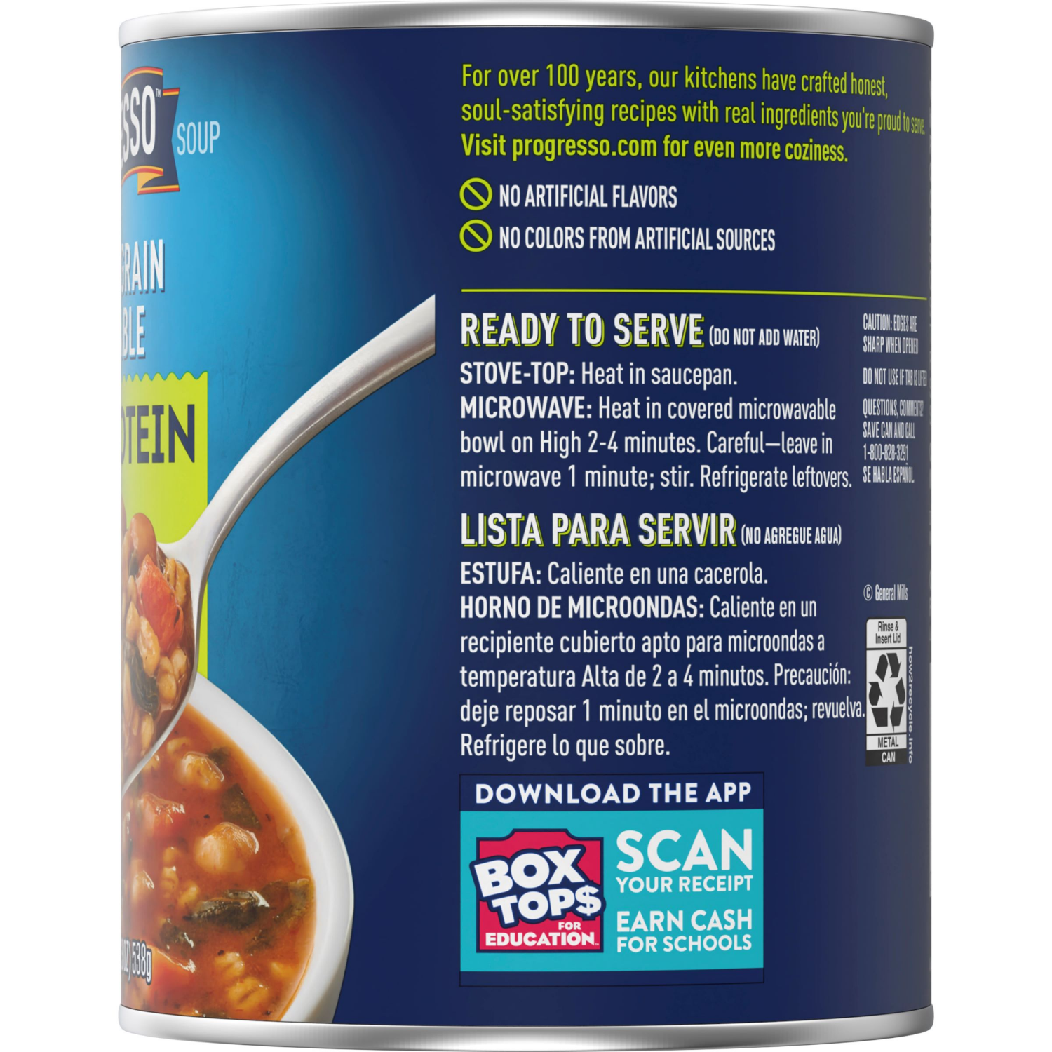 slide 5 of 6, Progresso Protein Hearty Grain Vegetable Soup, Vegetarian Canned Soup, 19 oz, 19 oz