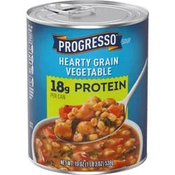 Progresso Protein Hearty Grain Vegetable Soup, Vegetarian Canned Soup, 19 oz