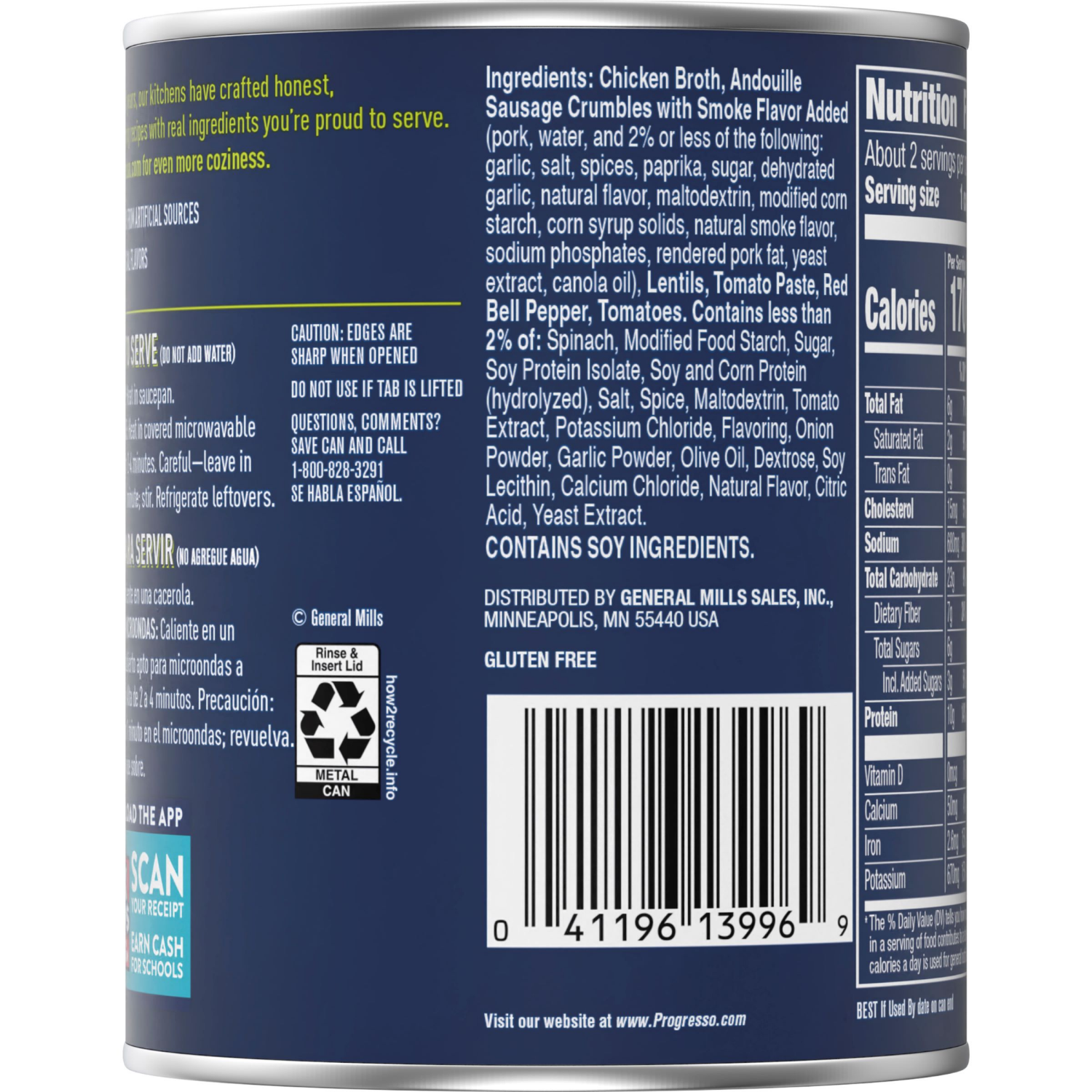 slide 2 of 4, Progresso Protein Tomato Sausage & Lentil Soup - 19 Oz, 19 oz