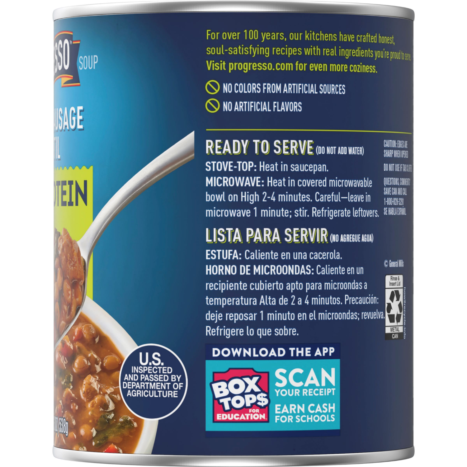 slide 4 of 4, Progresso Protein Tomato Sausage & Lentil Soup - 19 Oz, 19 oz