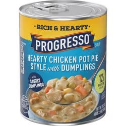 Progresso Hearty Chicken Pot Pie Style with Dumplings Soup, Rich and Hearty Canned Soup, 18.5 oz