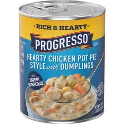 Progresso Hearty Chicken Pot Pie Style with Dumplings Soup, Rich and Hearty Canned Soup, 18.5 oz