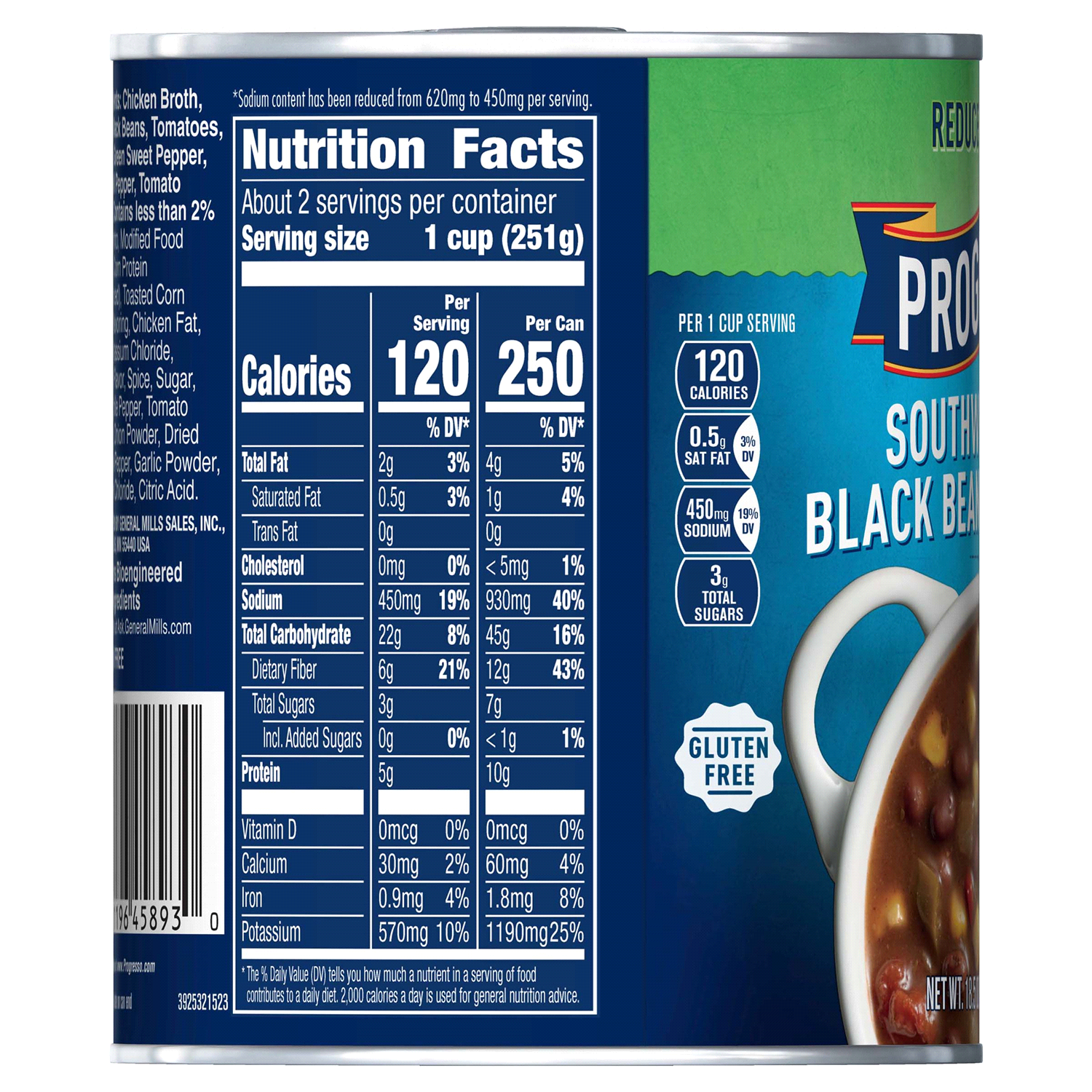 slide 2 of 2, Progresso Reduced Sodium, Southwest Style Black Bean & Vegetable Canned Soup, Gluten Free, 18.5 oz., 18.50 oz