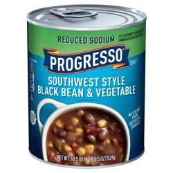 Progresso Reduced Sodium, Southwest Style Black Bean & Vegetable Canned Soup, Gluten Free, 18.5 oz.